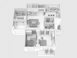 detailed house cutaway view 4 3D Model
