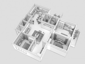 detailed house cutaway view 4 3D Model