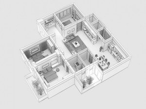 detailed house cutaway view 4 3D Model