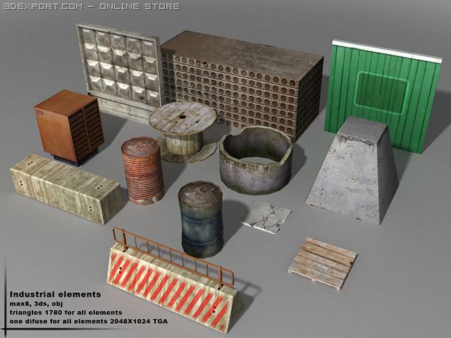 industrial elements 3Dモデル .c4d .max .obj .3ds .fbx .stl .blend 