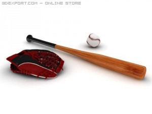 baseball gloves ball bat Modelo 3D