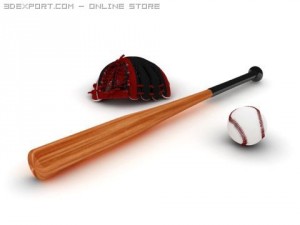 baseball gloves ball bat 3D Модель