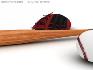 baseball gloves ball bat 3D Модель