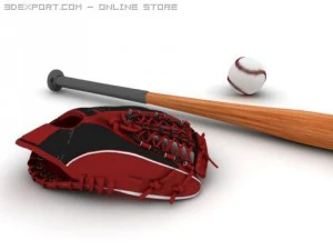 sarung tangan baseball pemukul bola Model 3D