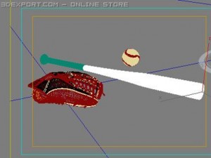 baseball gloves ball bat 3D Модель