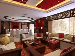 dining room restaurant 3D Model
