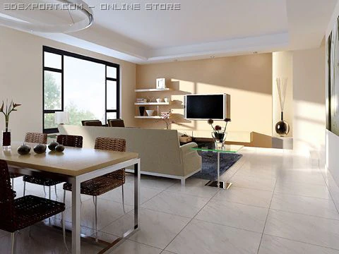living room 025 3D Model .c4d .max .obj .3ds .fbx .stl .blend 