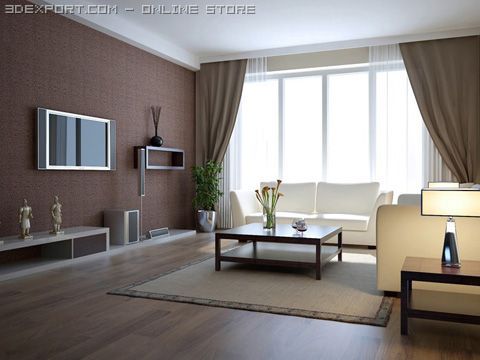 living room 019 3D 模型 .c4d .max .obj .3ds .fbx .stl .blend