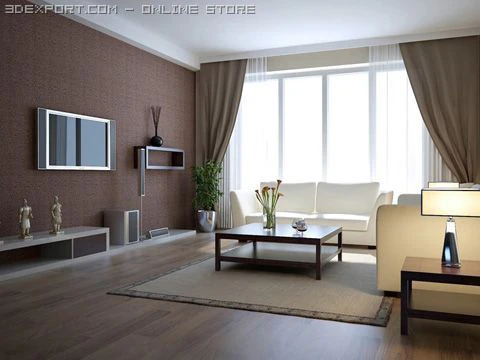 living room 019 3D Model .c4d .max .obj .3ds .fbx .stl .blend 