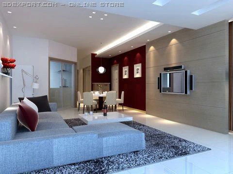 living room 010 3D Model .c4d .max .obj .3ds .fbx .stl .blend 