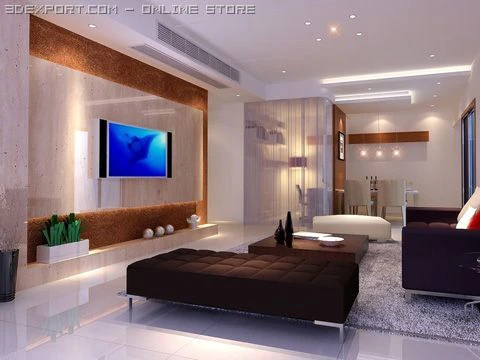 living room 015 3D Model .c4d .max .obj .3ds .fbx .stl .blend 