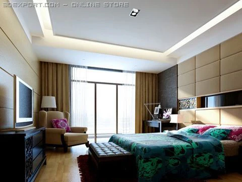 침실 002 3D 모델 .c4d .max .obj .3ds .fbx .stl .blend 