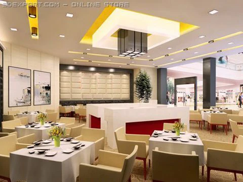 restaurant 03 3D Model .c4d .max .obj .3ds .fbx .stl .blend 