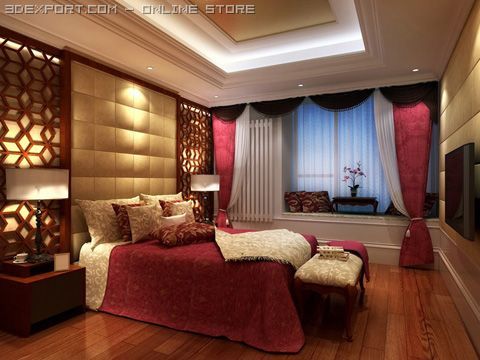 bedroom 018 3D 模型 .c4d .max .obj .3ds .fbx .stl .blend 