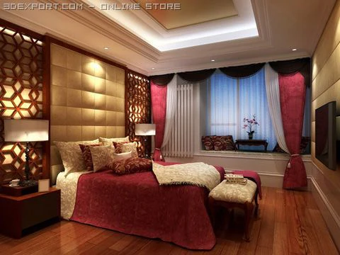 bedroom 018 3D Model .c4d .max .obj .3ds .fbx .stl .blend 