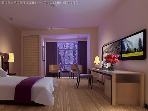 bedroom 011 Model 3D .c4d .max .obj .3ds .fbx .stl .blend 