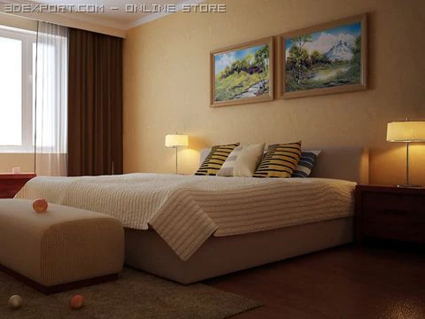 bedroom 010 3D Model .c4d .max .obj .3ds .fbx .stl .blend