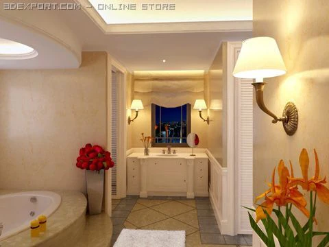 bathroom 008 3D Model .c4d .max .obj .3ds .fbx .stl .blend