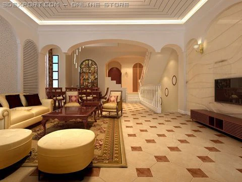 living room 037 3D Model .c4d .max .obj .3ds .fbx .stl .blend 