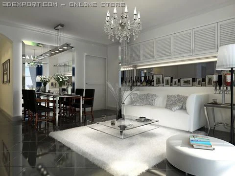 living room 028 3D Model .c4d .max .obj .3ds .fbx .stl .blend
