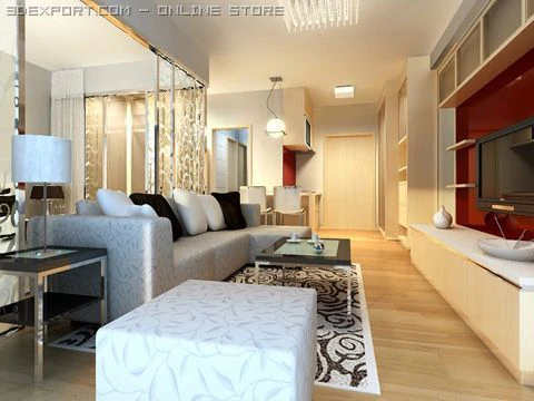 living room 032 3D Model .c4d .max .obj .3ds .fbx .stl .blend 