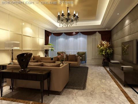 living room 036 3D Model .c4d .max .obj .3ds .fbx .stl .blend 