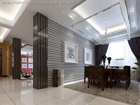 dining room and living room 001 Model 3D .c4d .max .obj .3ds .fbx .stl .blend 