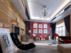 dining room and living room 001 3D Model