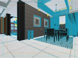 dining room and living room 001 3D Model