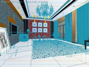 dining room and living room 001 Model 3D