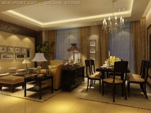 dining room and living room 002 3D मॉडल