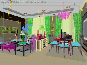 dining room and living room 002 3D Model