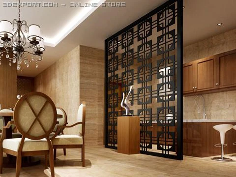 dining  living room 003 3D Model .c4d .max .obj .3ds .fbx .stl .blend 