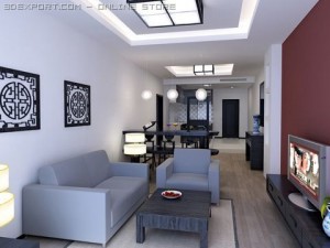 dining  living room 004 3D Model