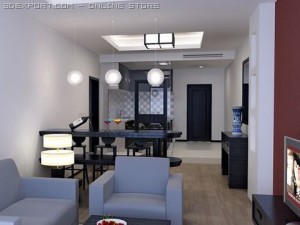 dining  living room 004 Modello 3D