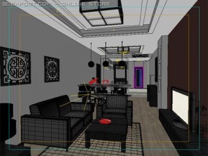 dining  living room 004 Modello 3D