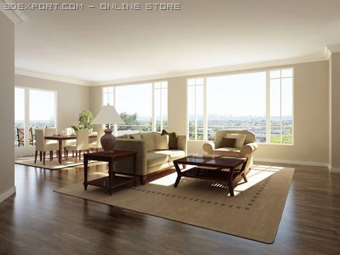 dining  living room 007 3D Model .c4d .max .obj .3ds .fbx .stl .blend 
