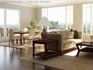 dining  living room 007 3D Model