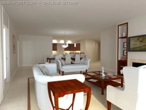 dining  living room 009 3D Model