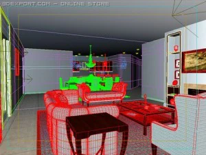 dining  living room 009 3D Model