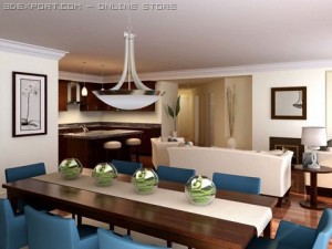 dining  living room 010 3D Model