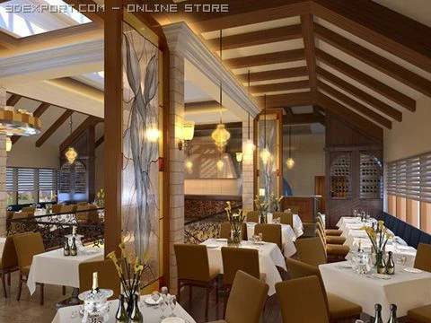 restaurant 02 3D Model .c4d .max .obj .3ds .fbx .stl .blend