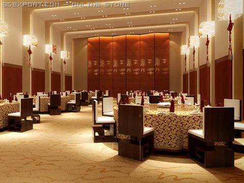 restaurant scene photorealistic 01 3D Model .c4d .max .obj .3ds .fbx .stl .blend 