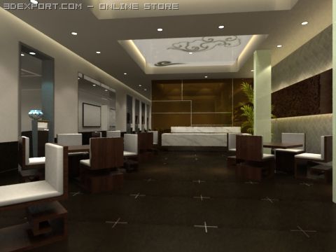 restaurant scene photorealistic 07 Modelo 3D .c4d .max .obj .3ds .fbx .stl .blend 