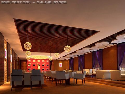 restaurant scene photorealistic 08 Modello 3D .c4d .max .obj .3ds .fbx .stl .blend 