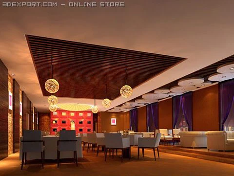 restaurant scene photorealistic 08 3D Model .c4d .max .obj .3ds .fbx .stl .blend 
