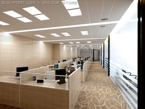 office scene photorealistic 04 3D Модель .c4d .max .obj .3ds .fbx .stl .blend 