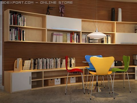home office scene photorealistic 10 Modelo 3D .c4d .max .obj .3ds .fbx .stl .blend 
