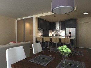 photorealistic living  dining room 065 3D Модель