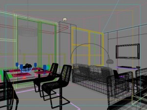 photorealistic living  dining room 065 3D Model
